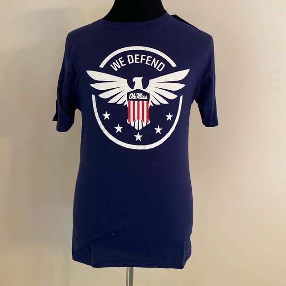 Ole Miss Rebels Shirt Men Small Logo Military Appreciation Navy Fanatics - Picture 3 of 4